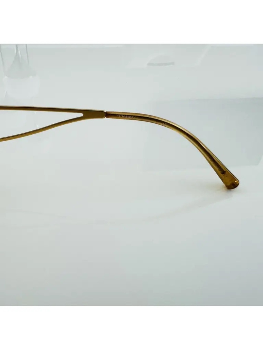 Chanel Vintage 💫Gold-Tone CC Logo Rimless Sunglasses - Gold #091 - Picture 12 of 16